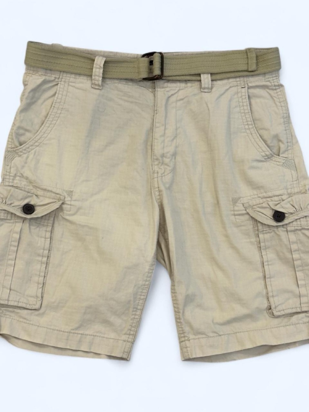 Bluenotes Belted Khaki Cargo Shorts - Size 32 Ripstop Utility Skater 🛹